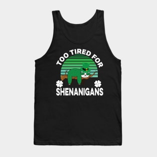 Funny Tired Sloth St Patricks Day Shamrock Green Tank Top